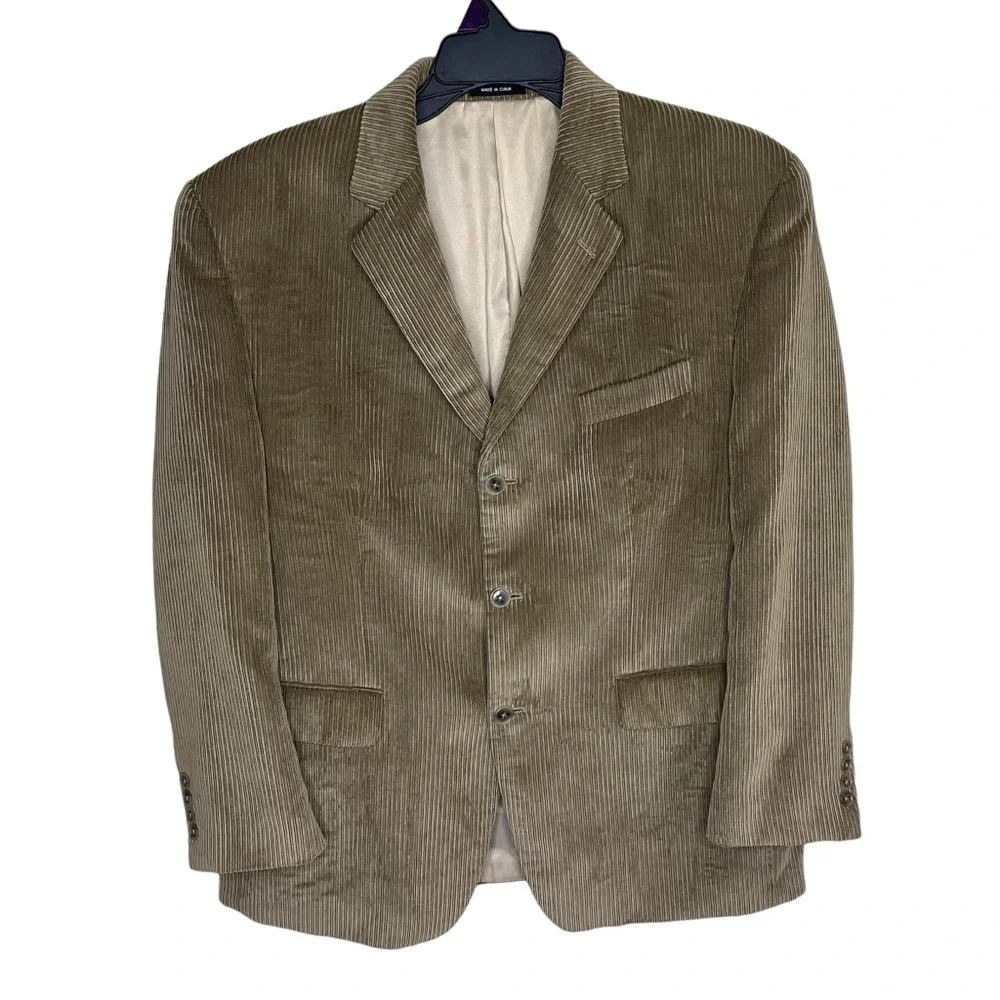 Calvin Klein Corduroy Blazer Men’s 44R Brown Three Button Suit Jacket Sport Coat